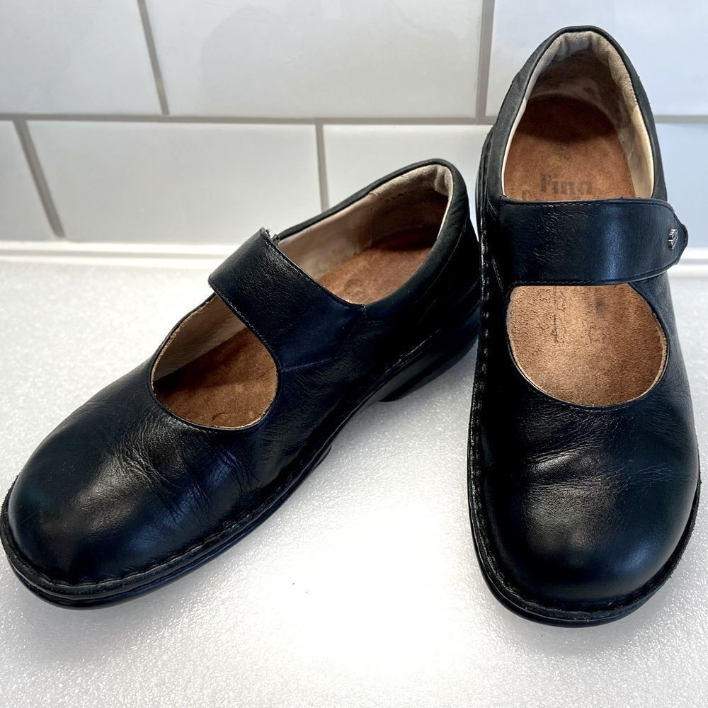 Finn Comfort Womens Laval “Mary Janes” Black Leather Shoes Made in 🇩🇪 Size 8 - Picture 1 of 10